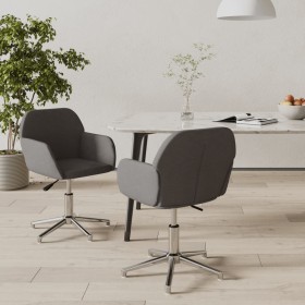 vidaXL Esszimmerstühle 2 Stk. Drehbar Dunkelgrau Stoff
