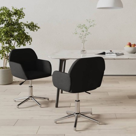 vidaXL Esszimmerstühle 2 Stk. Drehbar Schwarz Stoff