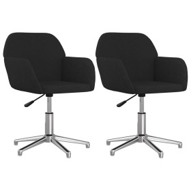 vidaXL Esszimmerstühle 2 Stk. Drehbar Schwarz Stoff