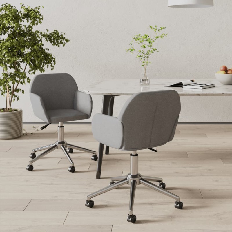 vidaXL Esszimmerstühle 2 Stk. Drehbar Hellgrau Stoff vidaXL Esszimmerstühle 2 Stk. Drehbar Hellgrau Stoff