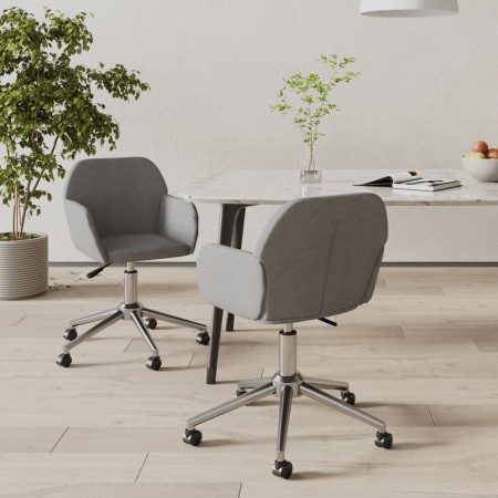 vidaXL Esszimmerstühle 2 Stk. Drehbar Hellgrau Stoff
