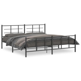 vidaXL Bettgestell mit Kopf- und Fußteil Metall Schwarz 193x203 cm