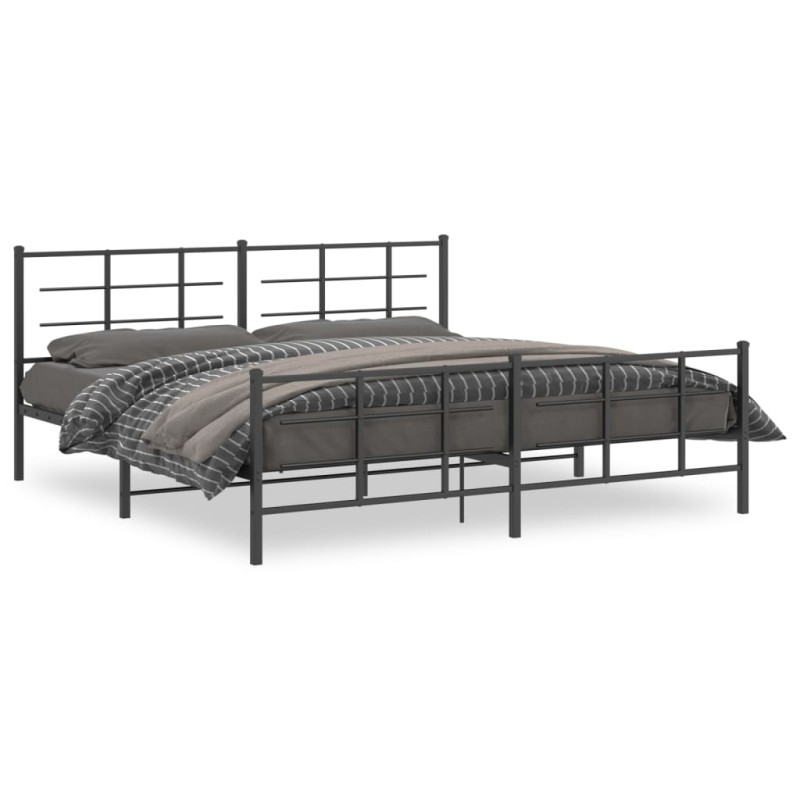 vidaXL Bettgestell mit Kopf- und Fußteil Metall Schwarz 193x203 cm vidaXL Bettgestell mit Kopf- und Fußteil Metall Schwarz 193x203 cm