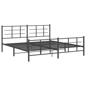 vidaXL Bettgestell mit Kopf- und Fußteil Metall Schwarz 193x203 cm