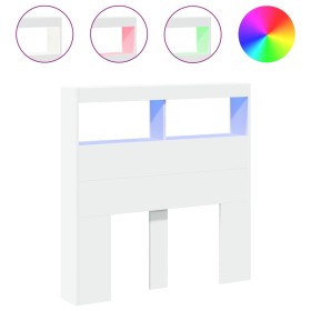 vidaXL LED-Kopfteil mit Ablagen Weiß 100x17x102 cm