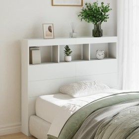 vidaXL LED-Kopfteil mit Ablagen Weiß 120x17x102 cm