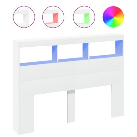 vidaXL LED-Kopfteil mit Ablagen Weiß 140x17x102 cm