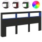 vidaXL LED-Kopfteil mit Ablagen Schwarz 220x17x102 cm vidaXL LED-Kopfteil mit Ablagen Schwarz 220x17x102 cm