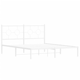 vidaXL Bettgestell mit Kopfteil Metall Weiß 150x200 cm