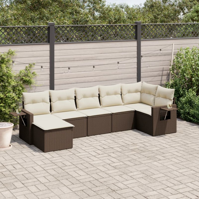 vidaXL 7-tlg. Garten-Sofagarnitur mit Kissen Braun Poly Rattan vidaXL 7-tlg. Garten-Sofagarnitur mit Kissen Braun Poly Rattan