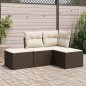 vidaXL 4-tlg. Garten-Sofagarnitur mit Kissen Braun Poly Rattan vidaXL 4-tlg. Garten-Sofagarnitur mit Kissen Braun Poly Rattan