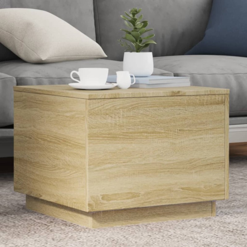 vidaXL Couchtisch mit LED-Leuchten Sonoma-Eiche 50x50x40 cm vidaXL Couchtisch mit LED-Leuchten Sonoma-Eiche 50x50x40 cm
