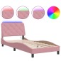 vidaXL Bettgestell mit LED-Leuchten Rosa 80x200 cm Samt vidaXL Bettgestell mit LED-Leuchten Rosa 80x200 cm Samt