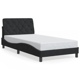 vidaXL Bettgestell mit LED-Leuchten Schwarz 100x200 cm Samt