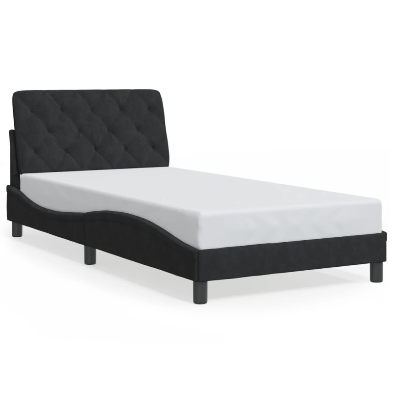 vidaXL Bettgestell mit LED-Leuchten Schwarz 100x200 cm Samt vidaXL Bettgestell mit LED-Leuchten Schwarz 100x200 cm Samt