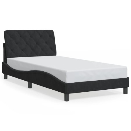 vidaXL Bettgestell mit LED-Leuchten Schwarz 100x200 cm Samt
