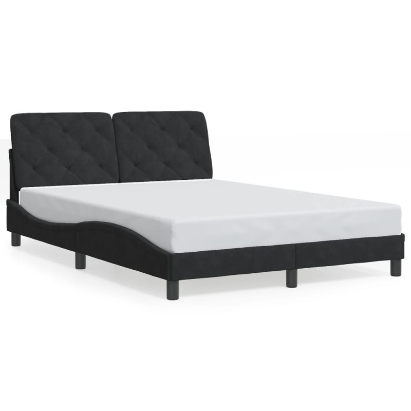 vidaXL Bettgestell mit LED-Leuchten Schwarz 140x190 cm Samt vidaXL Bettgestell mit LED-Leuchten Schwarz 140x190 cm Samt