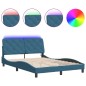 vidaXL Bettgestell mit LED-Leuchten Blau 120x200 cm Samt vidaXL Bettgestell mit LED-Leuchten Blau 120x200 cm Samt