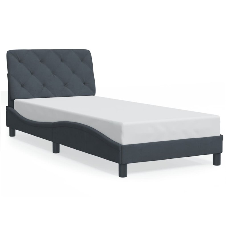 vidaXL Bettgestell mit LED-Leuchten Dunkelgrau 90x190 cm Samt vidaXL Bettgestell mit LED-Leuchten Dunkelgrau 90x190 cm Samt