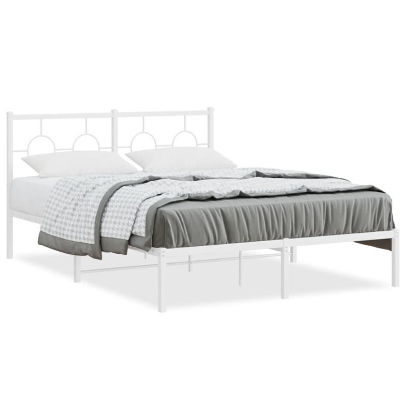 vidaXL Bettgestell mit Kopfteil Metall Weiß 140x190 cm vidaXL Bettgestell mit Kopfteil Metall Weiß 140x190 cm