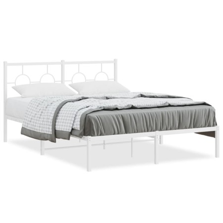 vidaXL Bettgestell mit Kopfteil Metall Weiß 140x190 cm