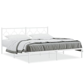 vidaXL Bettgestell mit Kopfteil Metall Weiß 183x213 cm