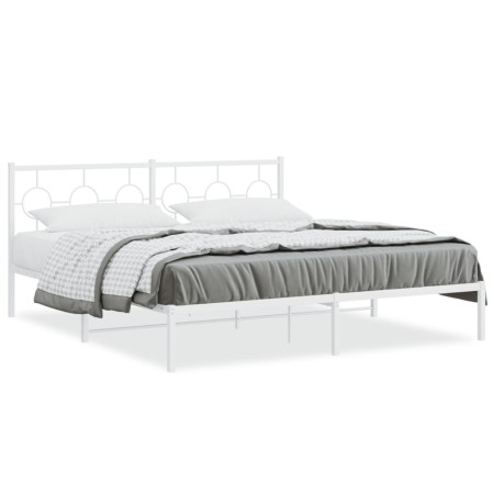 vidaXL Bettgestell mit Kopfteil Metall Weiß 183x213 cm