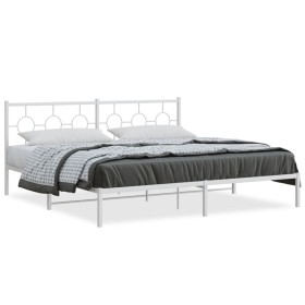 vidaXL Bettgestell mit Kopfteil Metall Weiß 200x200 cm