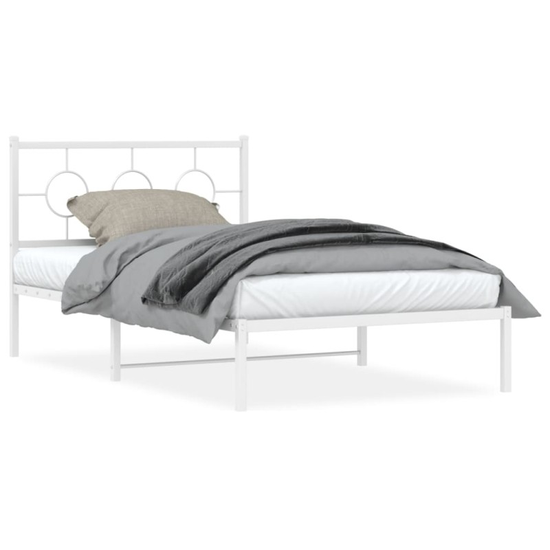 vidaXL Bettgestell mit Kopf- und Fußteil Metall Weiß 107x203 cm vidaXL Bettgestell mit Kopf- und Fußteil Metall Weiß 107x203 cm