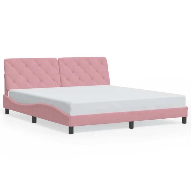 vidaXL Bettgestell mit LED-Leuchten Rosa 180x200 cm Samt vidaXL Bettgestell mit LED-Leuchten Rosa 180x200 cm Samt