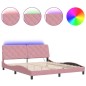 vidaXL Bettgestell mit LED-Leuchten Rosa 180x200 cm Samt vidaXL Bettgestell mit LED-Leuchten Rosa 180x200 cm Samt