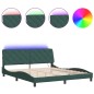 vidaXL Bettgestell mit LED-Leuchten Dunkelgrün 180x200 cm Samt vidaXL Bettgestell mit LED-Leuchten Dunkelgrün 180x200 cm Samt