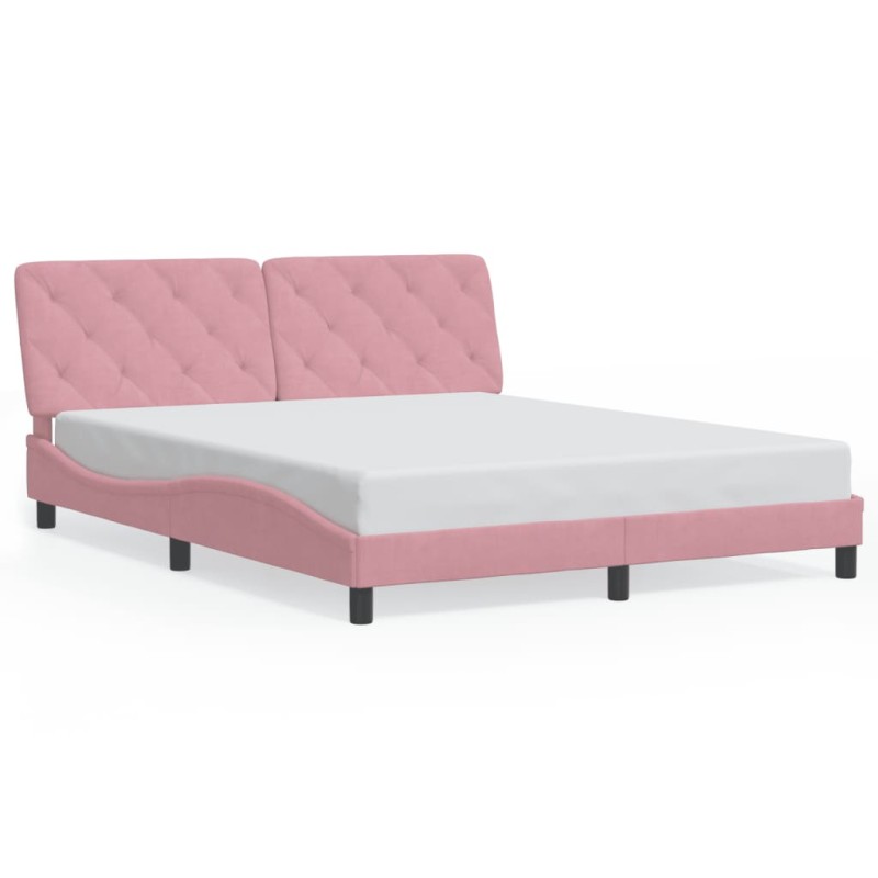 vidaXL Bettgestell mit LED-Leuchten Rosa 160x200 cm Samt vidaXL Bettgestell mit LED-Leuchten Rosa 160x200 cm Samt