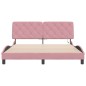 vidaXL Bettgestell mit LED-Leuchten Rosa 160x200 cm Samt vidaXL Bettgestell mit LED-Leuchten Rosa 160x200 cm Samt