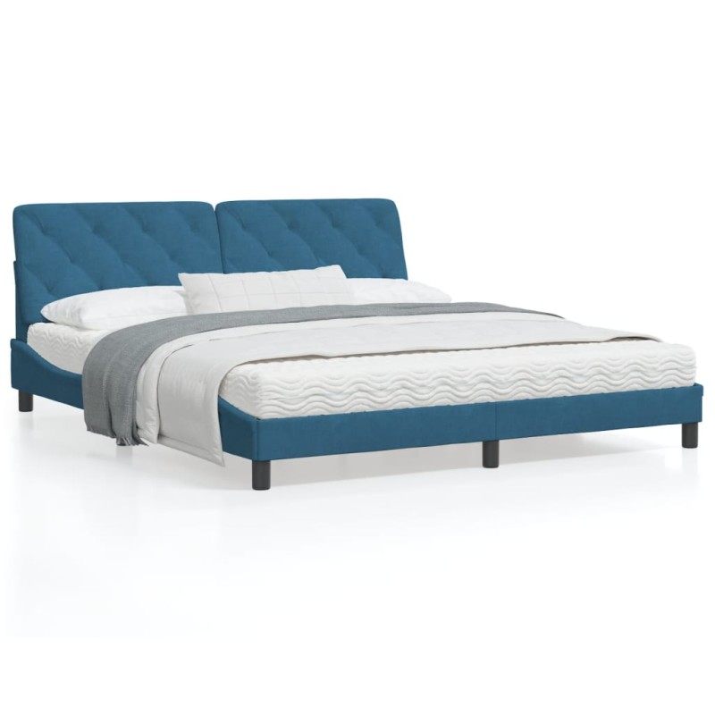 vidaXL Bettgestell mit Kopfteil Blau 180x200 cm Samt vidaXL Bettgestell mit Kopfteil Blau 180x200 cm Samt