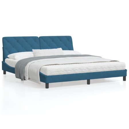 vidaXL Bettgestell mit Kopfteil Blau 180x200 cm Samt