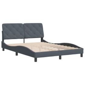 vidaXL Bettgestell mit Kopfteil Dunkelgrau 140x190 cm Samt
