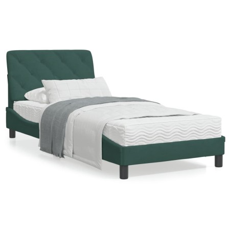 vidaXL Bettgestell mit Kopfteil Dunkelgrün 90x190 cm Samt
