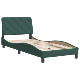 vidaXL Bettgestell mit Kopfteil Dunkelgrün 90x190 cm Samt