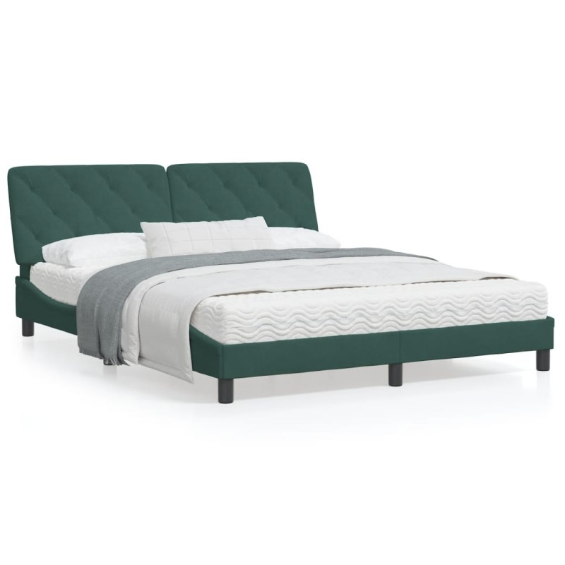 vidaXL Bettgestell mit Kopfteil Dunkelgrün 160x200 cm Samt vidaXL Bettgestell mit Kopfteil Dunkelgrün 160x200 cm Samt