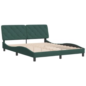 vidaXL Bettgestell mit Kopfteil Dunkelgrün 160x200 cm Samt
