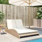 vidaXL Sonnenliege mit Auflagen Beige 114x205x73 cm Poly Rattan vidaXL Sonnenliege mit Auflagen Beige 114x205x73 cm Poly Rattan