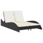vidaXL Sonnenliege mit Auflagen Schwarz 114x205x73 cm Poly Rattan vidaXL Sonnenliege mit Auflagen Schwarz 114x205x73 cm Poly Rattan