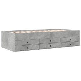vidaXL Tagesbett mit Schubladen Betongrau 90x200 cm Holzwerkstoff