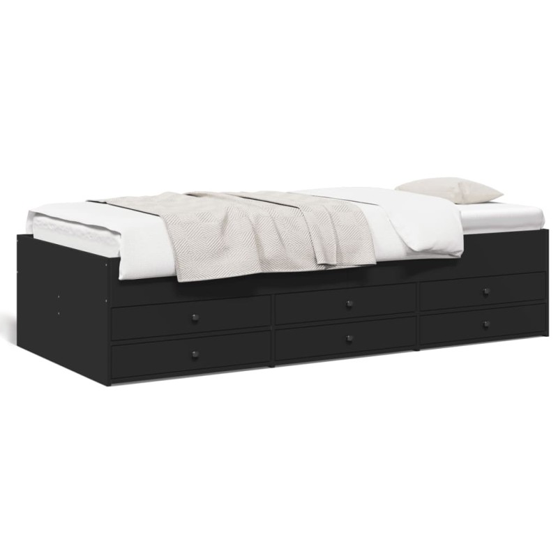vidaXL Tagesbett mit Schubladen Schwarz 90x200 cm Holzwerkstoff vidaXL Tagesbett mit Schubladen Schwarz 90x200 cm Holzwerkstoff