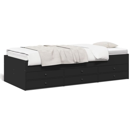 vidaXL Tagesbett mit Schubladen Schwarz 90x200 cm Holzwerkstoff