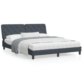vidaXL Bettgestell mit Kopfteil Dunkelgrau 160x200 cm Samt