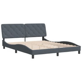 vidaXL Bettgestell mit Kopfteil Dunkelgrau 160x200 cm Samt