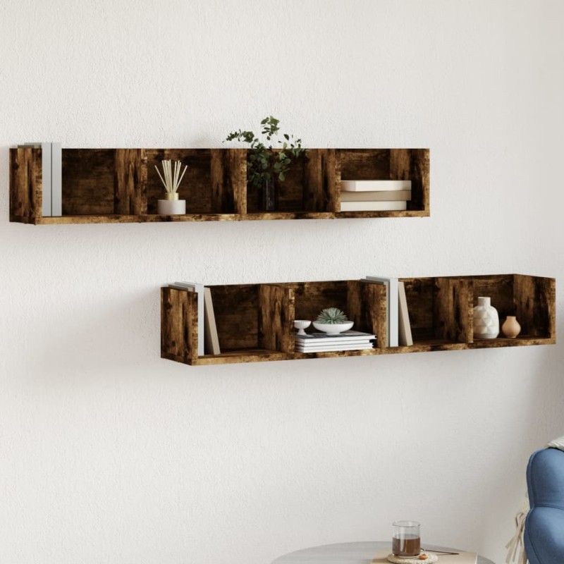 vidaXL Wandschränke 2 Stk. Räuchereiche 99x18x16,5 cm Holzwerkstoff vidaXL Wandschränke 2 Stk. Räuchereiche 99x18x16,5 cm Holzwerkstoff
