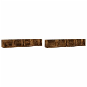 vidaXL Wandschränke 2 Stk. Räuchereiche 99x18x16,5 cm Holzwerkstoff